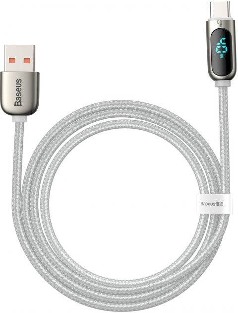 Кабель зарядний Baseus USB Type A — USB Type C Display Fast Charging 5 A 1 м White (CATSK-02)