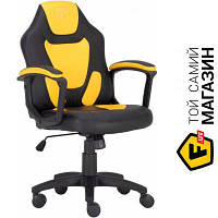 Детское кресло с высокой спинкой кожа эко GT Racer X-1414 Black/Yellow черный, желтый