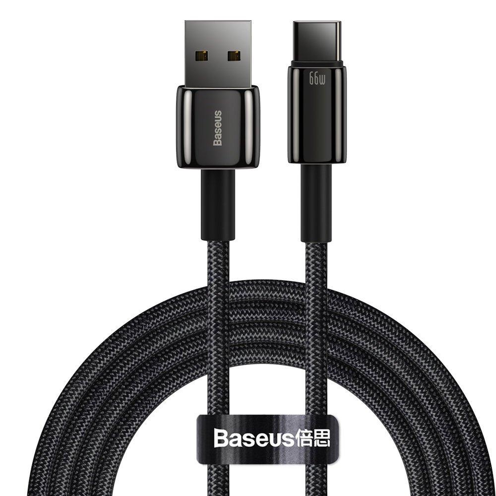 Кабель зарядний Baseus USB Type A — USB Type C Tungsten 66 Вт AFC FCP SCP 2 м Black (CATWJ-C01)