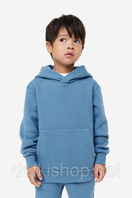 Дитяча блакитна тепла толстовка худі з капюшоном для хлопчика