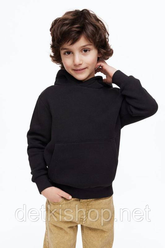 Дитяча чорна тепла толстовка худі з капюшоном для хлопчика