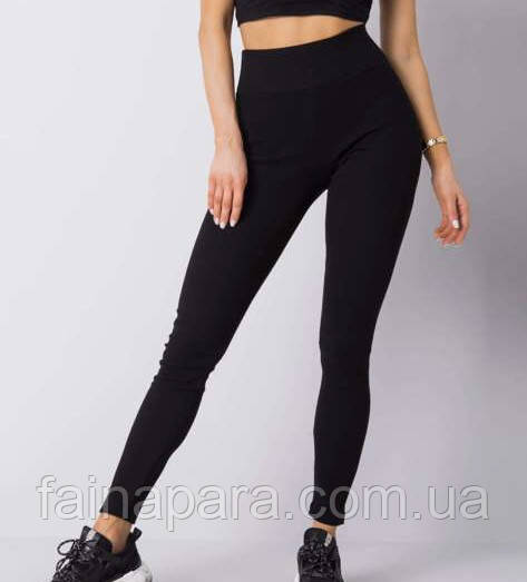 Теплі жіночі лосіни підштанники на байці в рубчик (чорний) M, фото 1