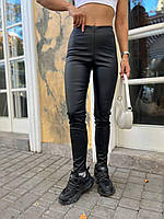 Лосины женские кожаные мокко/бежевые эко-кожа на трикотаже размер S, M, L, XL Черный, L