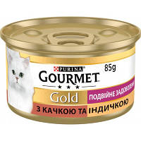 Популярний! Вологий корм для кішок Purina Gourmet Gold. Подвійне задоволення з качкою та індичкою 85г (7613031381050) - Краща