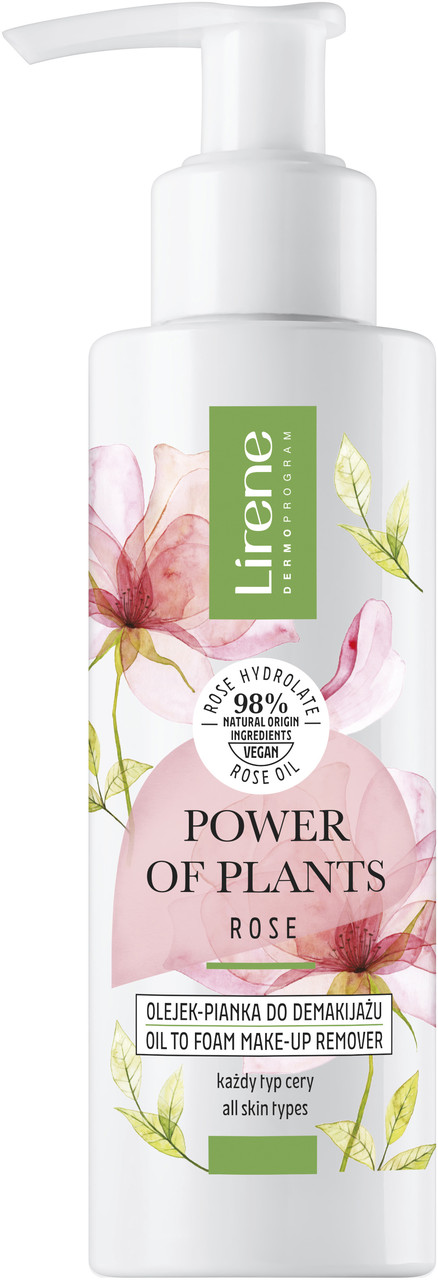 Олія-пінка для зняття макіяжу Lirene Power Of Plants Oil To Foam Make-up Remover Rose 145 мл