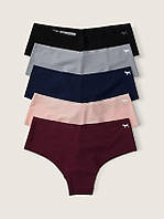 Бесшовные трусики Victoria's Secret PINK No Show Cheekster Panty, Набор 5 шт, Разные цвета (Базовые)