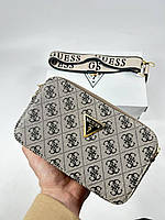 Женская сумка Guess Zippy Snapshot Grey (серая) красивая сумочка на длинном ремне S74