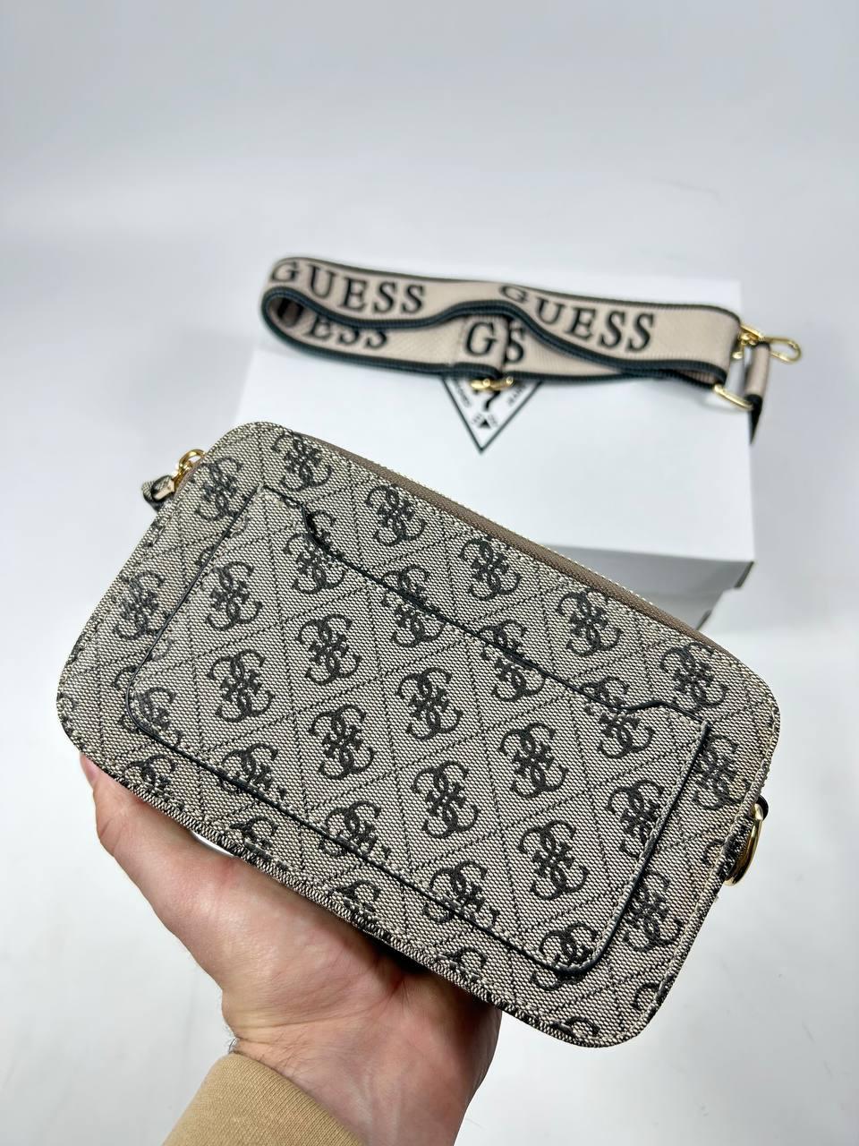 Женская сумка Guess Zippy Snapshot Grey (серая) красивая сумочка на ...
