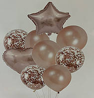 Фонтан из воздушных шариков для праздников 9 шт. Цвет пудровый.