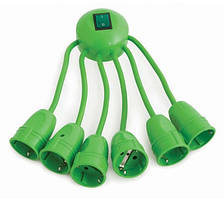 Octopus оригінальний подовжувач на 6 підключень з вимикачем и Зелений