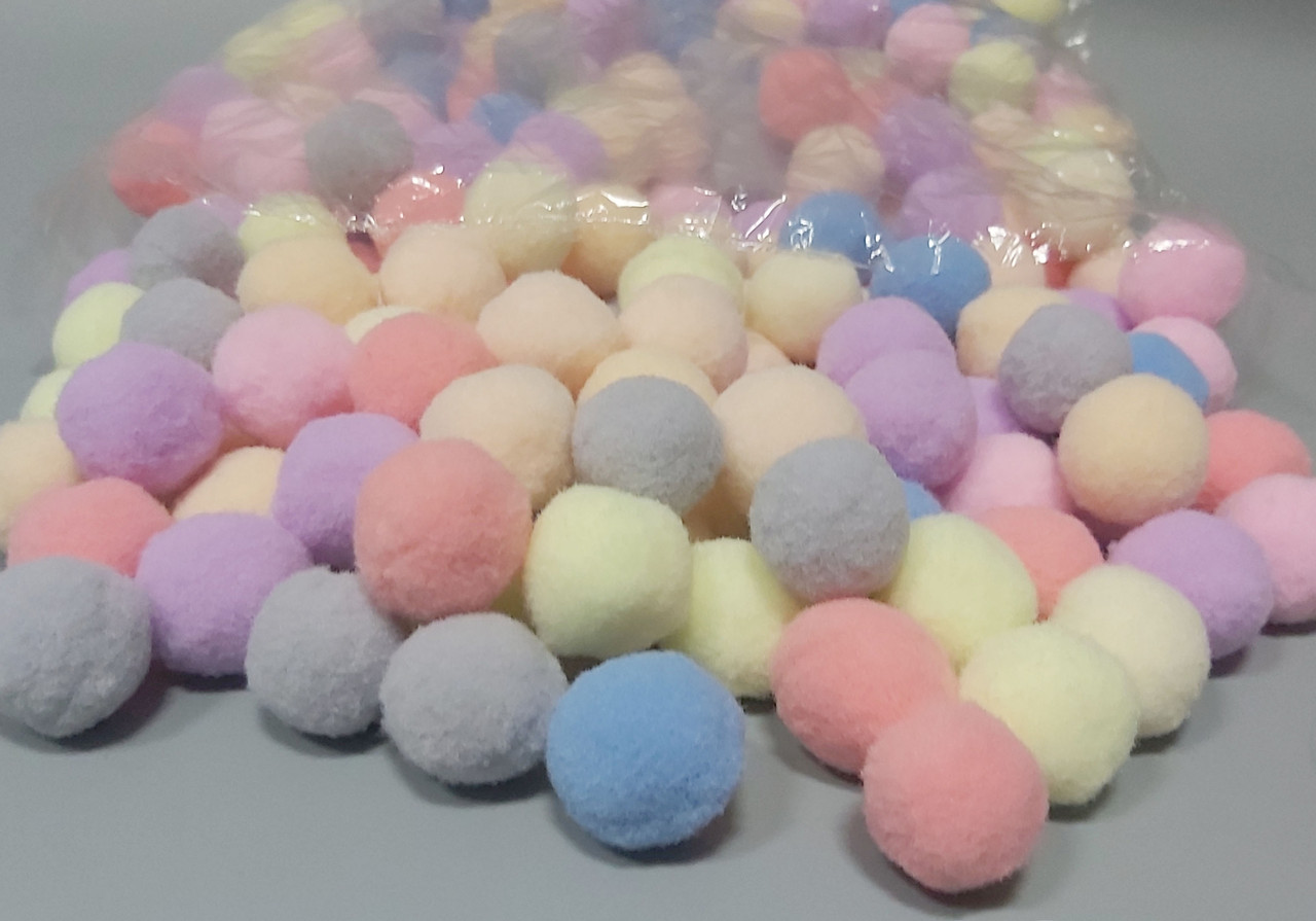Помпони оксамитові пастельні 2,5 см/250 шт NEW