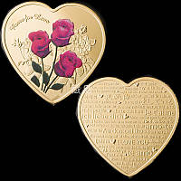 Монета у формі Серця з трояндами, закоханим, на весілля, пам'ятні подарунки