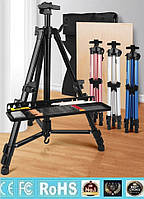 Мольберт для картин, полотен, настільний або підлоговий, розкладний, з поличкою для фарб та пензлів! Якісний!