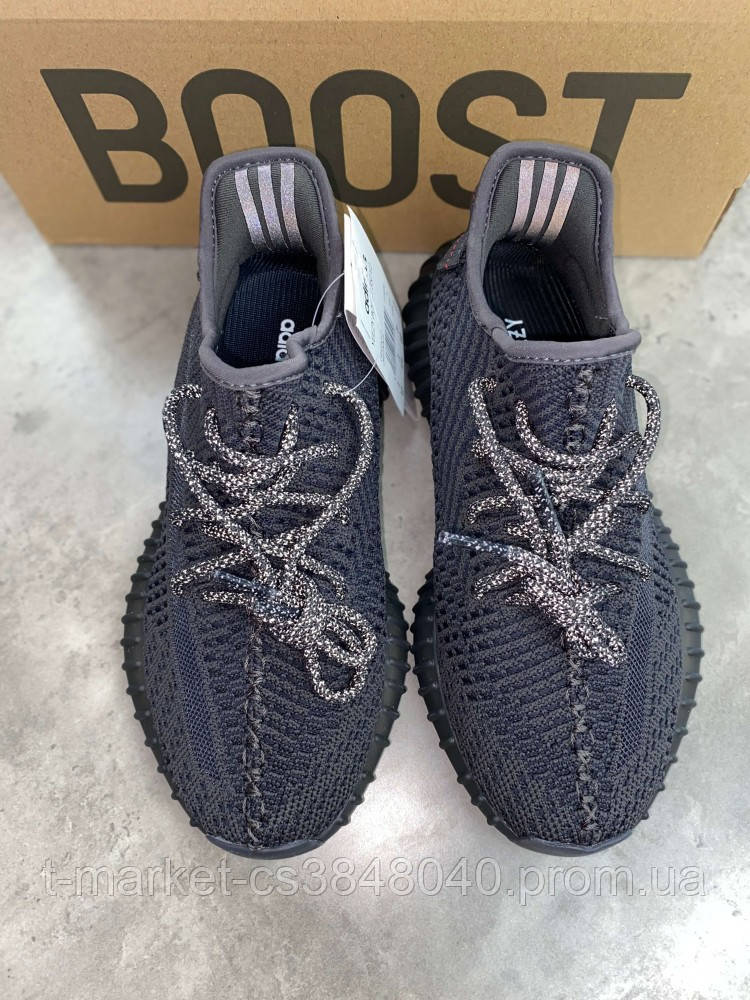 Кроссовки Adidas Yeezy Boost Black черные V2 non reflective - фото 1 - id-p2029729009