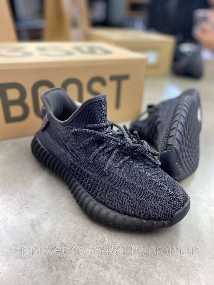 Кроссовки Adidas Yeezy Boost Black черные V2 non reflective - фото 3 - id-p2029729009