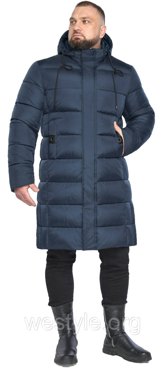 Чоловіча зимова синя курточка з капюшоном модель 63518