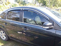 Ветровики с хромом SD/HB (4 шт, Niken) для Ford Focus II 2005-2008 гг