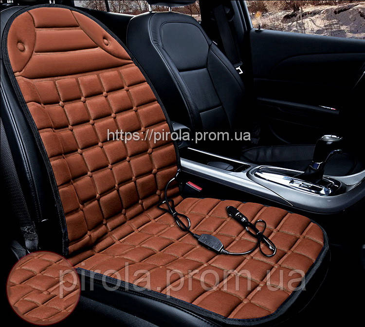 Накидка на автомобільне сидіння 1 шт з підігрівом та захистом від переохолодження BROWN-01 коричнева