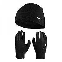 Зимний набор аксессуаров Nike Fleece Hat And Glove Set черный N.100.2578.082, Чёрный, Размер (EU) - S/M