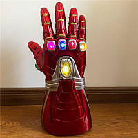 Перчатка Iron Man, Мстители финал, Перчатка бесконечности Железного человека светящаяся 36 см