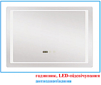 Дзеркало для ванної кімнати MIXXUS STYLE MR03-70x50 (годинник, LED-підсвічування, антизапотівання)