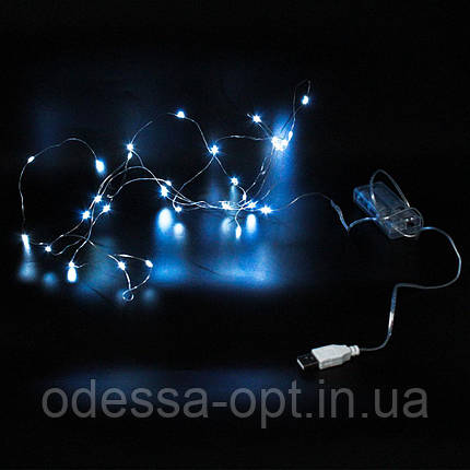 Xmas гірлянд 30 Led 3M (Copper) на мідному дроті (Крапля роси) W працює від батарейок+USB, фото 1