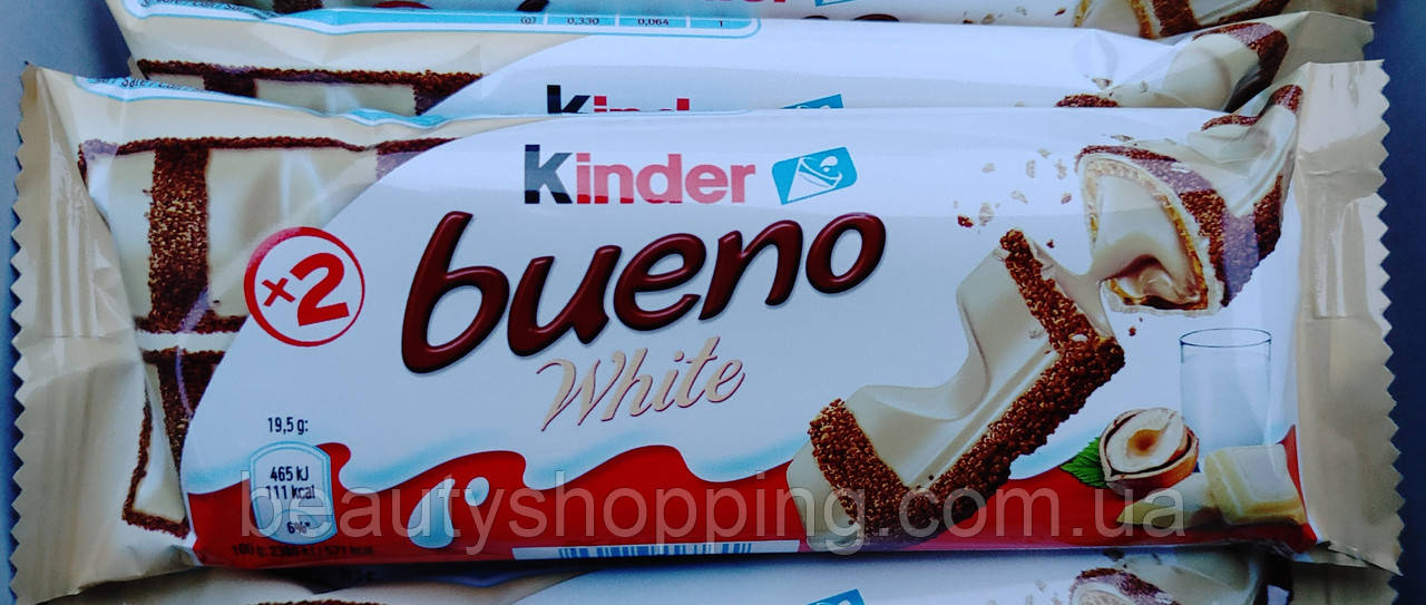 Kinder Bueno White батончик вафельний з молочною начинкою 2 штуки (43g) Німеччина