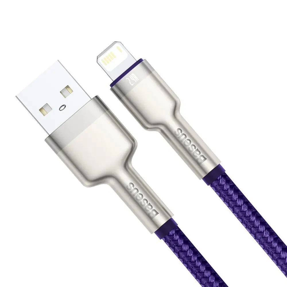 Кабель зарядный Baseus USB - Lightning Cafule Metal Lightning 2.4 A 2 м Purple (CALJK-B05), фото 1