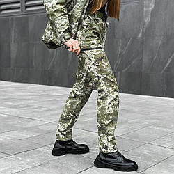 Штани жіночі карго зимові Softshell на флісі Static піксель утеплені штани софтшелл