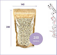 Дой пак бумажный пакет с прозрачной стенкой 140х240 с зип замком крафт-упаковка объем 250 грамм(От 100шт.)