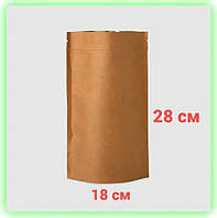 Дой пак пакет крафт металлизированный с зип замком 180*280мм, бурый пакет для чая с клапаном komora(1)