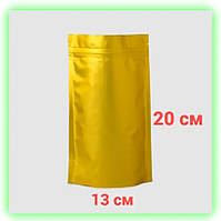 Дой пак пакет золотой металлизированный с зип замком 130*200мм, крафт пакет для чая сухофруктов komora (1)