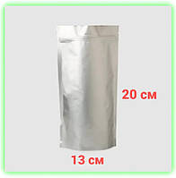 Дой пак пакет серебро металлизированный с зип замком 130*200мм, крафт пакет для чая сухофруктов komora(1)