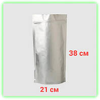 Дой пак пакет серебро металлизированный с зип замком 210*380мм, крафт пакет для чая сухофруктов (komora)