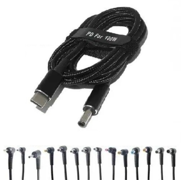 Кабель живлення 100W для ноутбука від Power Bank, Type-C на DC HP/Dell/Asus/Acer/Lenovo 20V 5A 180 см зарядний, фото 1