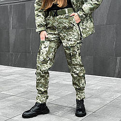 Жіночі брюки карго soft shell на флісі зимові демісезонні hard піксель штани тактичні софтшелл утеплені