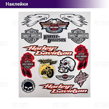 Наклейки мото Harley Davidson 25x30 см, комплект 15 шт