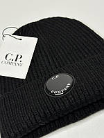 Шапка C.P. Company черная | Мужская теплая стильная шапка