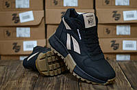 Кроссовки мужские зимние кожаные Reebok ботинки из натуральной кожи утелпенные шерстью черные