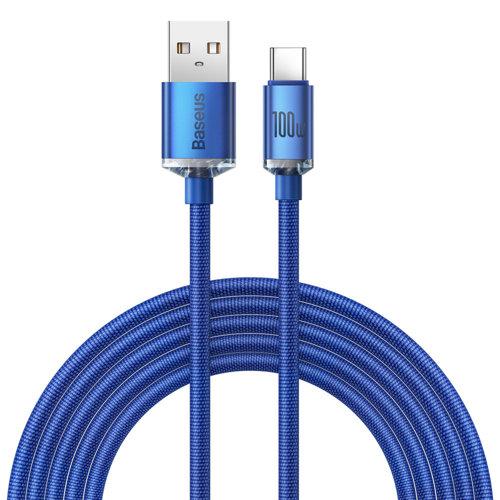 Кабель зарядний Baseus USB Type A — USB Type C Crystal Shine Series 100 Вт 2 м Blue (CAJY000503)