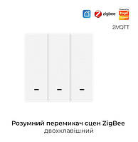 Умный беспроводной выключатель, переключатель сцен Zigbee, Tuya SmartLife трех клавишный