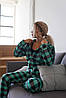 Жіноча зимова нічна піжама в карту з кишенями розмір S, фото 7