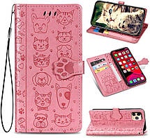 Чохол Cat and Dog для Iphone 11 Pro Max Книжка з візитницею шкіра PU рожевий