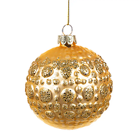 Стеклянная новогодняя елочная игрушка "Шар золотистый", 8см, декор на новый год, рождественский шар на елку