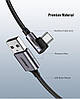 Кабель зарядний Ugreen USB Type A — USB Type C з прямим кутом 3 A 3 м Black (US284), фото 5