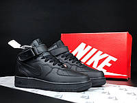 Мужские зимние кроссовки Nike Air Force (черные) модные повседневные кроссы 11954 Найк