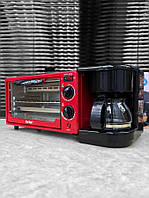 Электрическая духовка с кофеваркой и сковородой гриль с крышкой 3в1 Su Tai