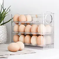 3-ярусный органайзер для яиц на 30 штук, Прозрачный лоток для яиц в холодильник