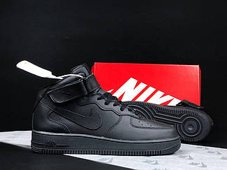 Жіночі зимові кросівки Nike Air Force (чорні) модні повсякденні кроси 11954 Найк