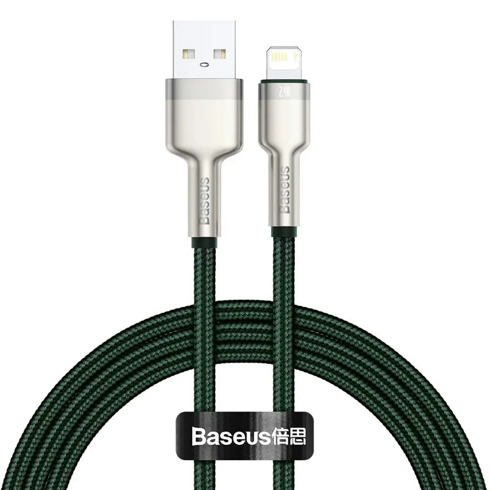 Кабель зарядный Baseus USB - Lightning Cafule Metal Lightning 2.4A 1m Green (CALJK-A06)